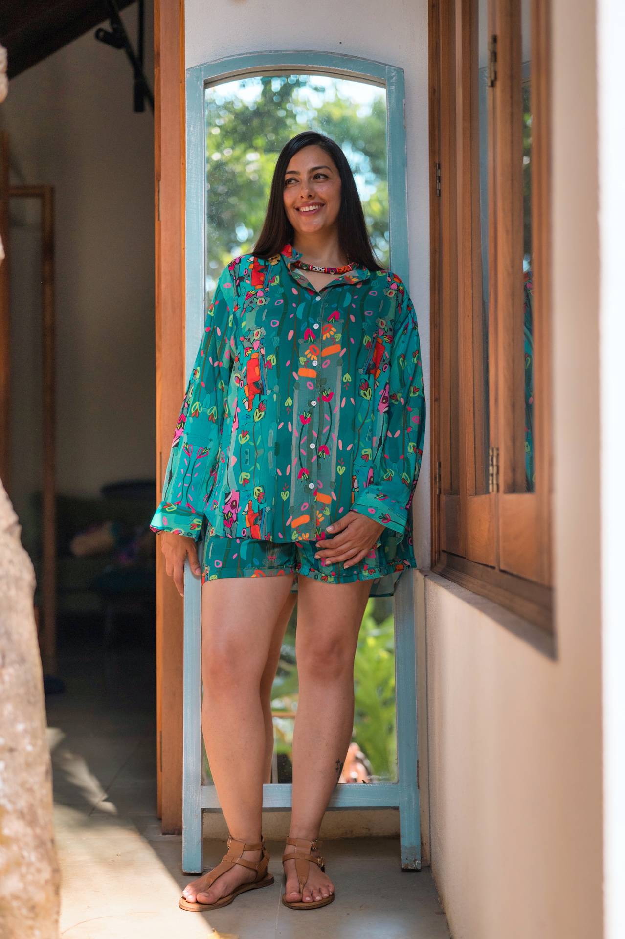 Jumpsuit Beach Wear Shorts For Ladies Women's Blue-green Beach Shorts From Goa Siesta O'Clock Jumpsuit Beach Wear Shorts For Ladies Women's Blue-green Beach Shorts From Goa Siesta O'Clock