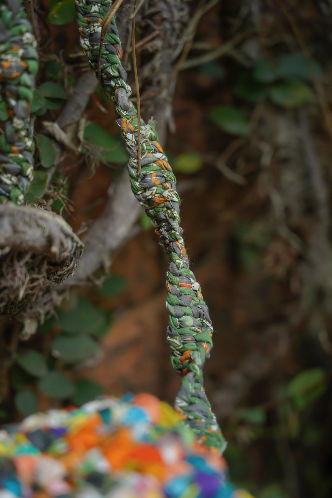 Anjuna handwoven bamboo bag with macrame flap