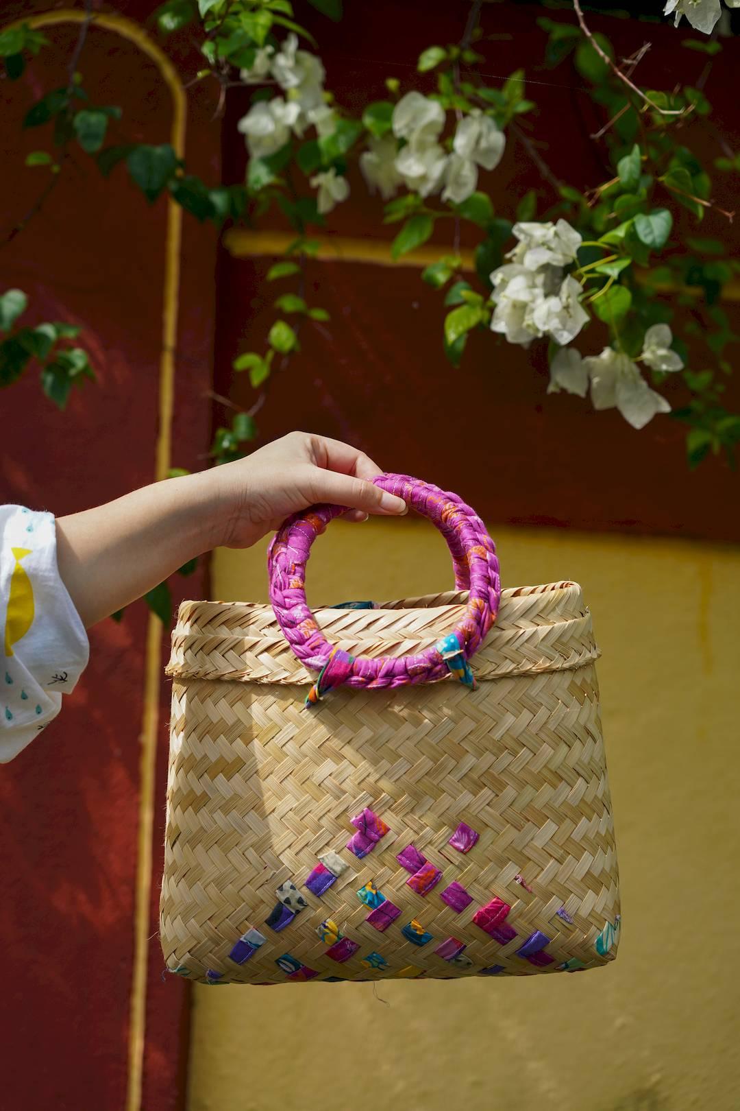 Bamboo handwoven bag made by artisans in Goa