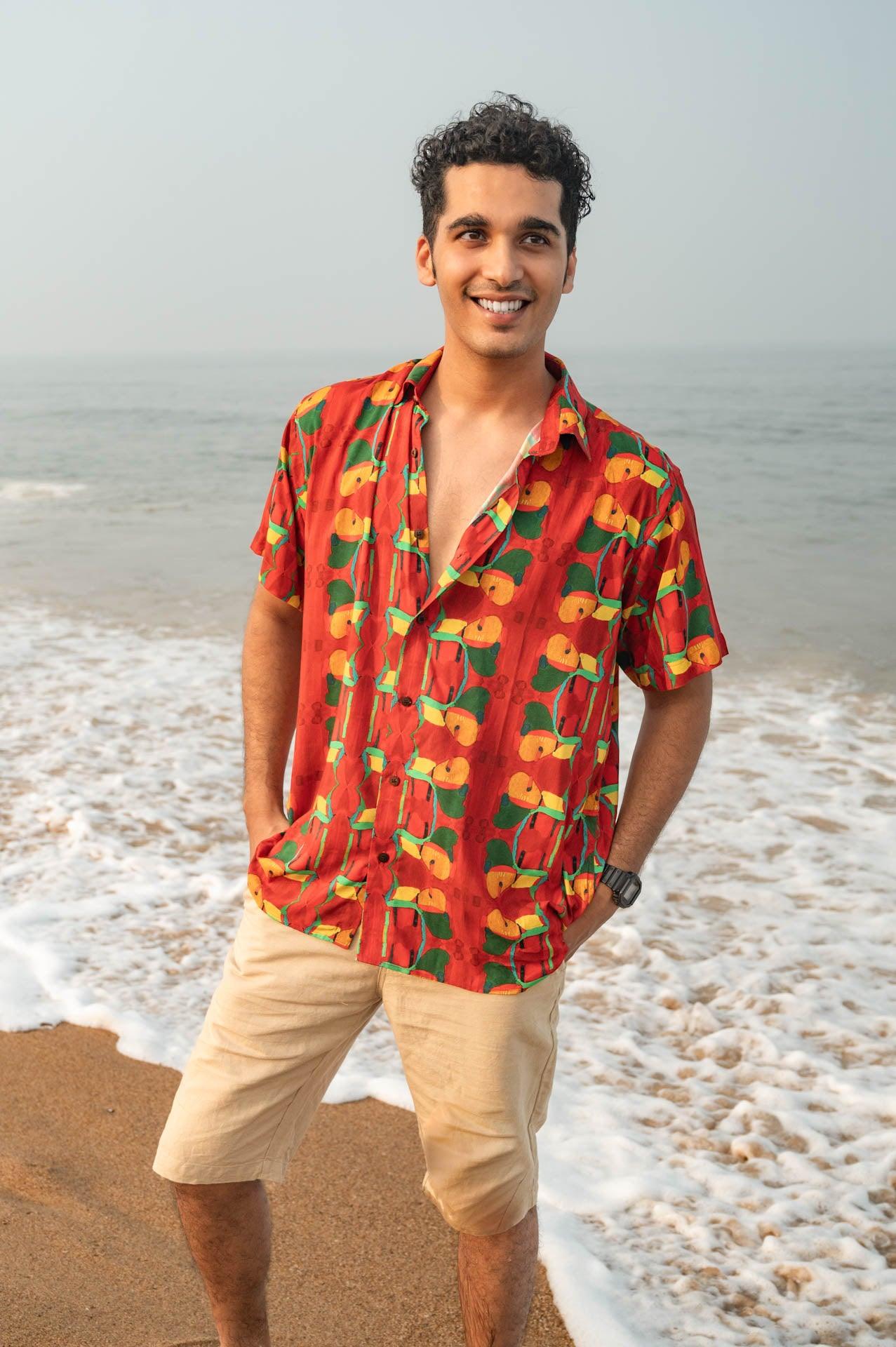 Deep red resortwear shirt for men