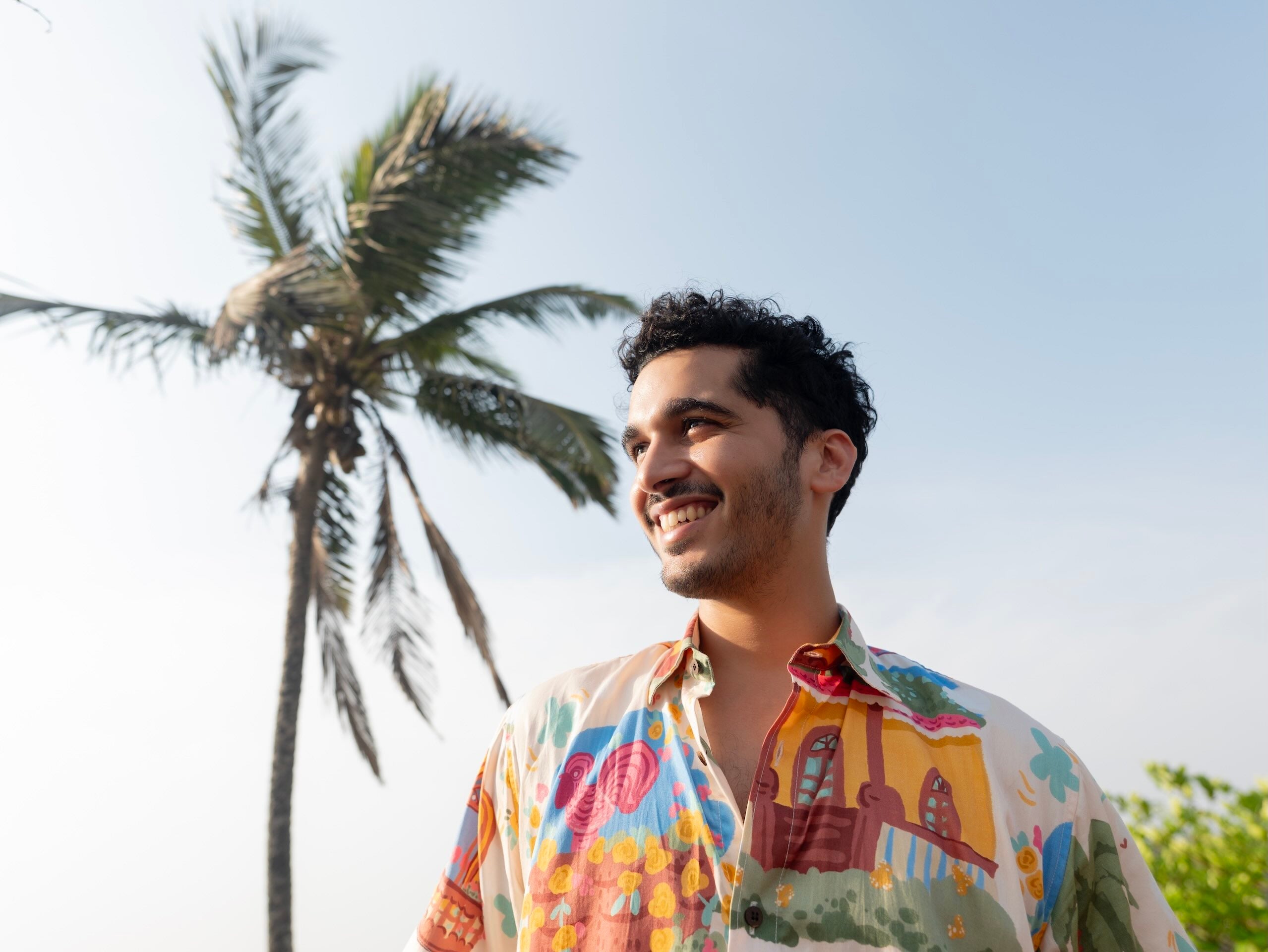 Men's off-white casual organic cotton resortwear shirt for vacations and holiday travel!