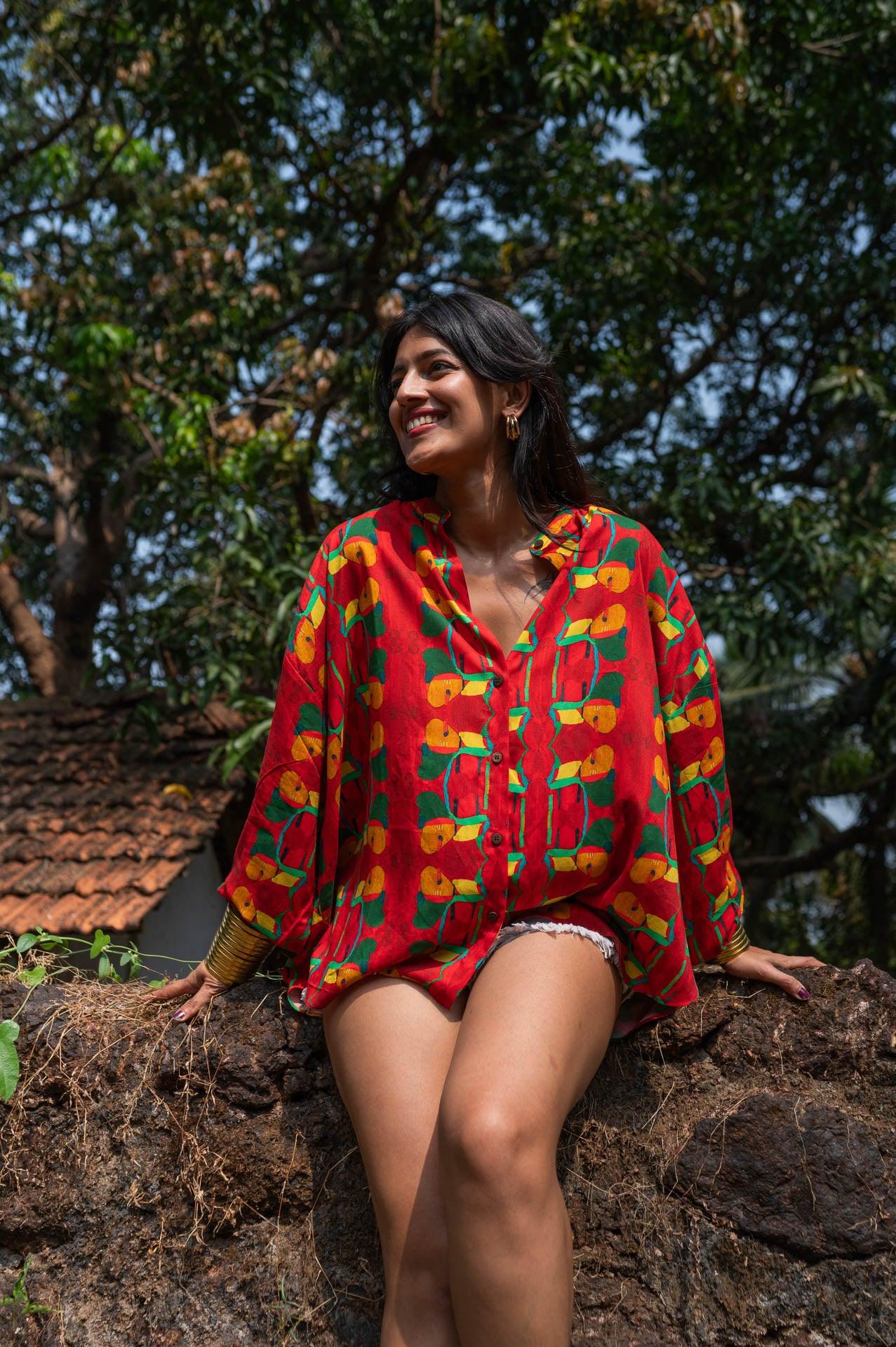 Red Hot Sauce Print Shirt For Women