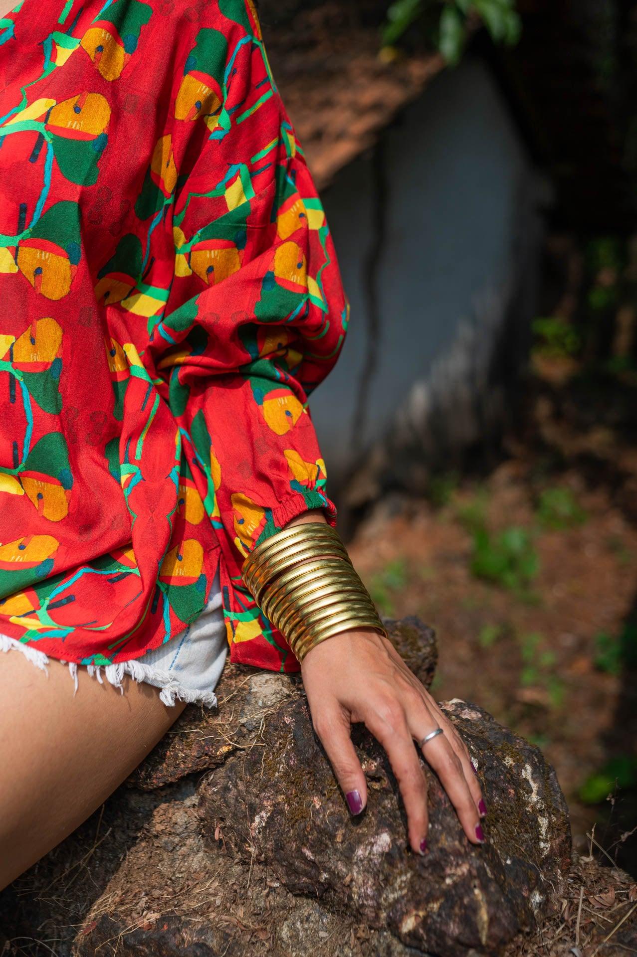 Fiery Red Shirt for Women in Soft and Sustainable ModalDeep Red Artist Edit Shirt by Siesta o'Clock