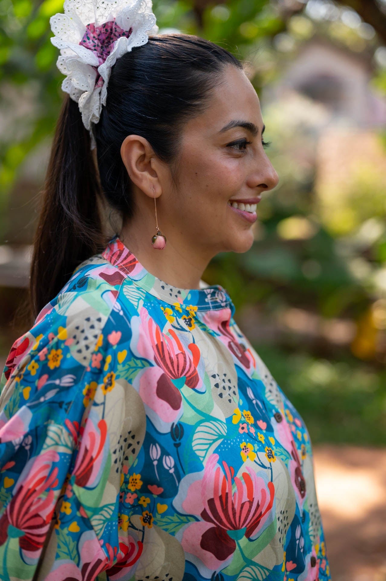 Floral print weekend style cotton shirt for women at Siesta o’Clock Online 