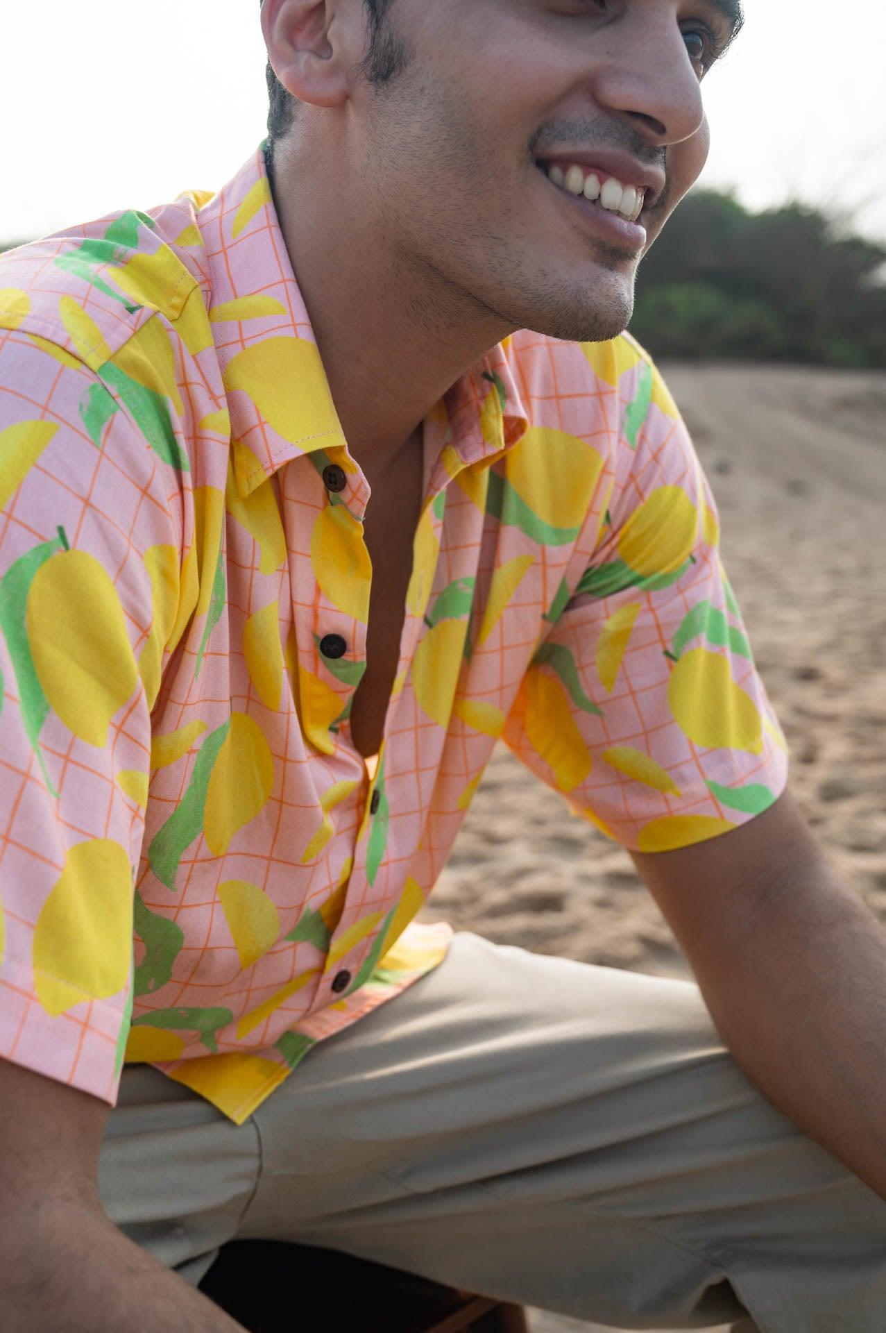 Fresh and summery mango print men's shirt from India
