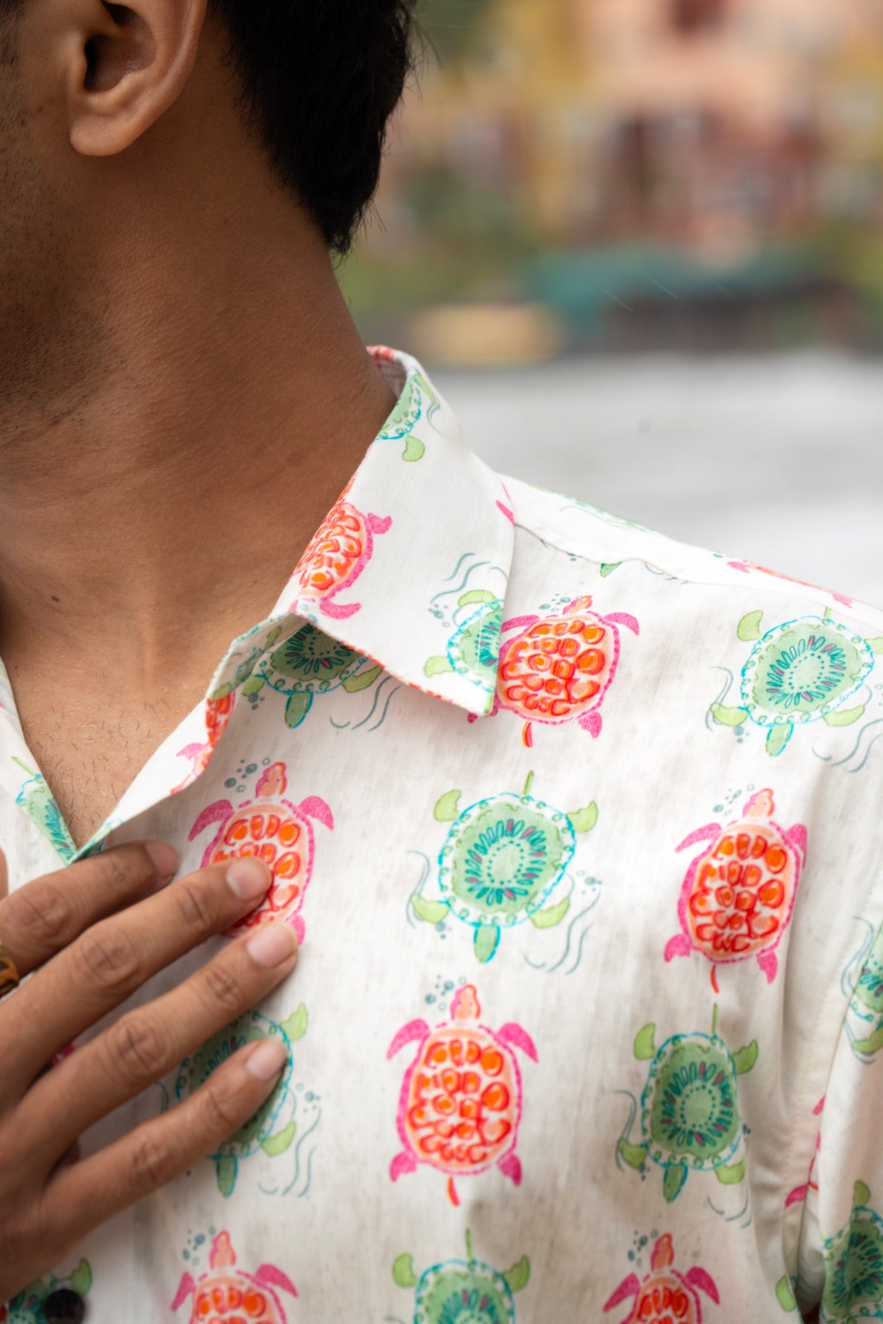 Fruity turtles resortwear white casual shirt for men