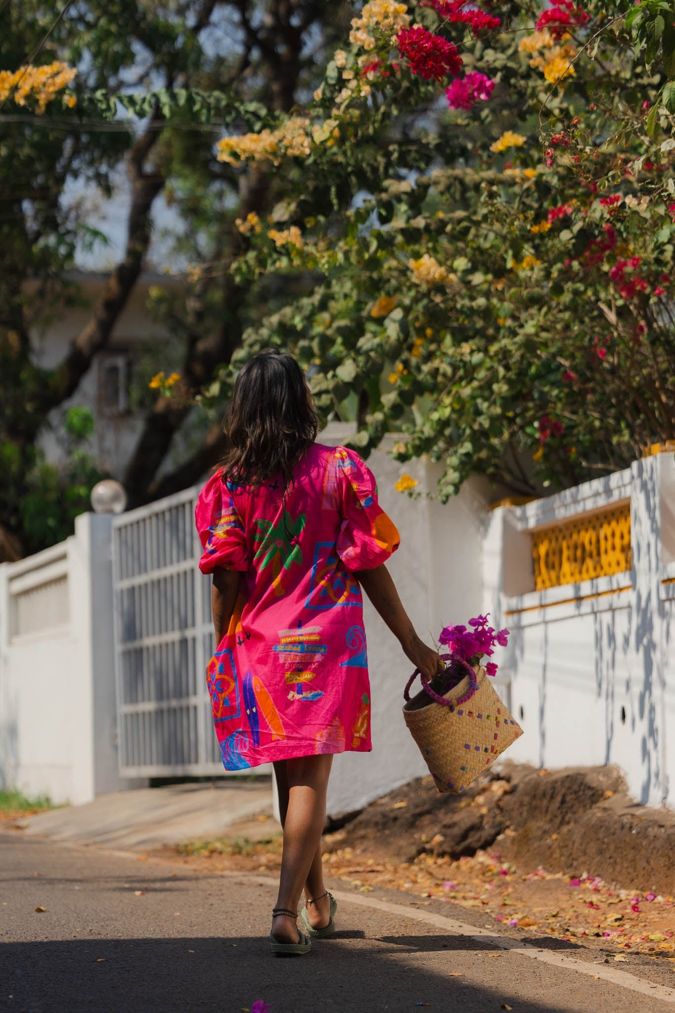 Fuchsia artist edit cotton dress online at Siestaoclock