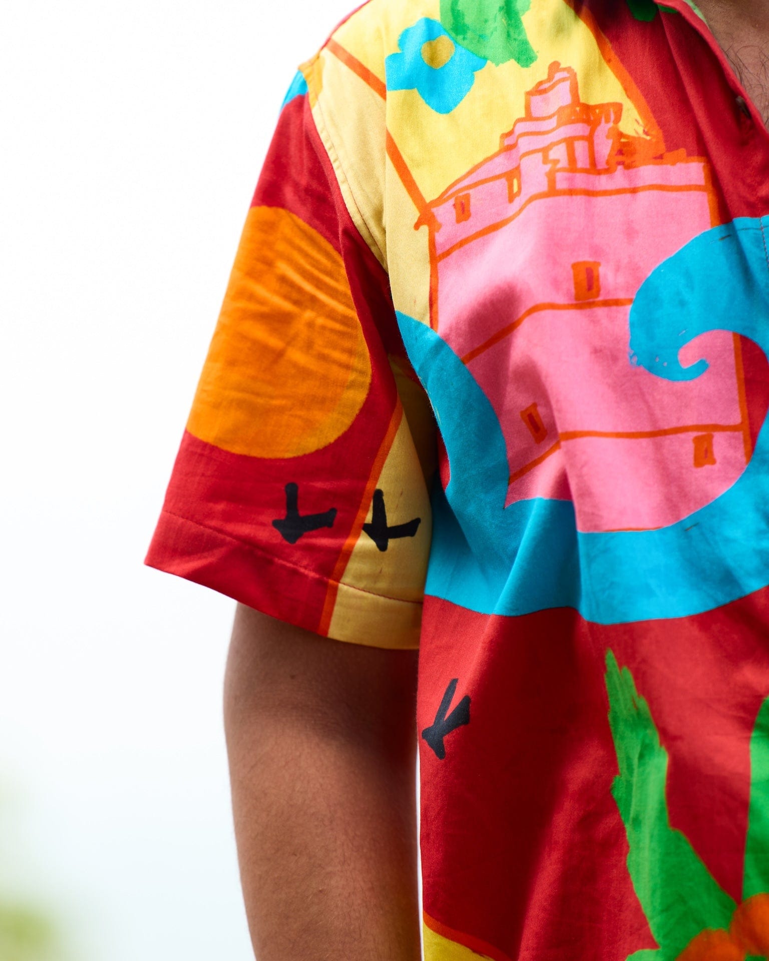 Goa Surfing Paradise Red Organic Cotton Shirt by Siesta o'Clock