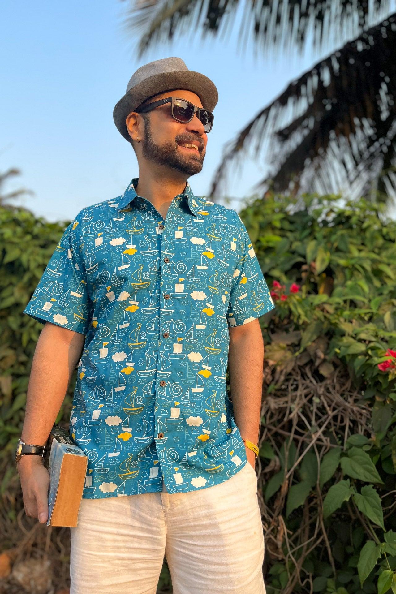 Goa_Yacht_Club__Blue_Cotton_Shirt_for_men