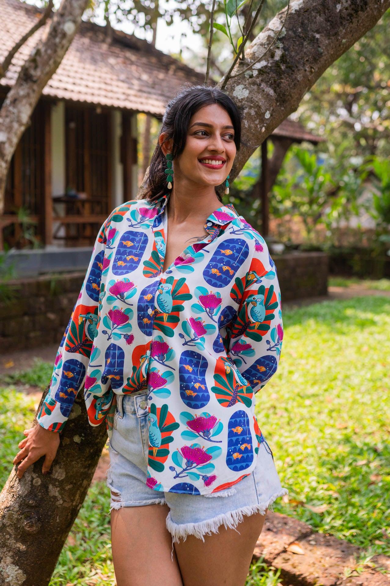 Quirky multicolour artist edit shirt from Goa