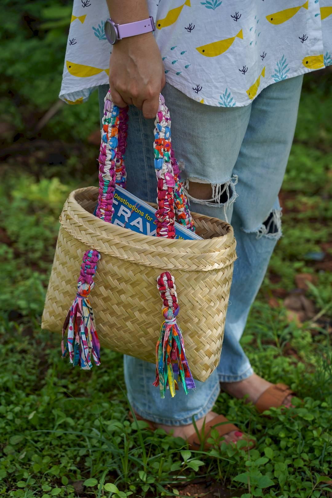 Handwoven Moira bag made by women artisans using locally sourced bamboo