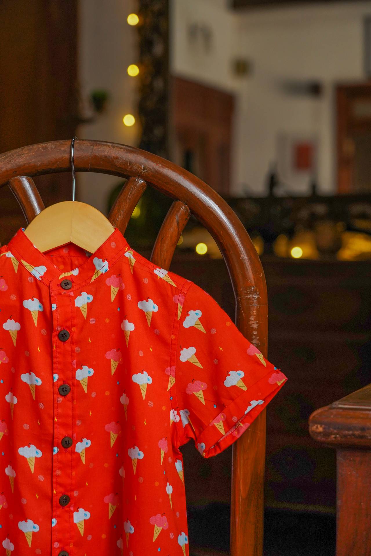children's red cotton printed shirt
