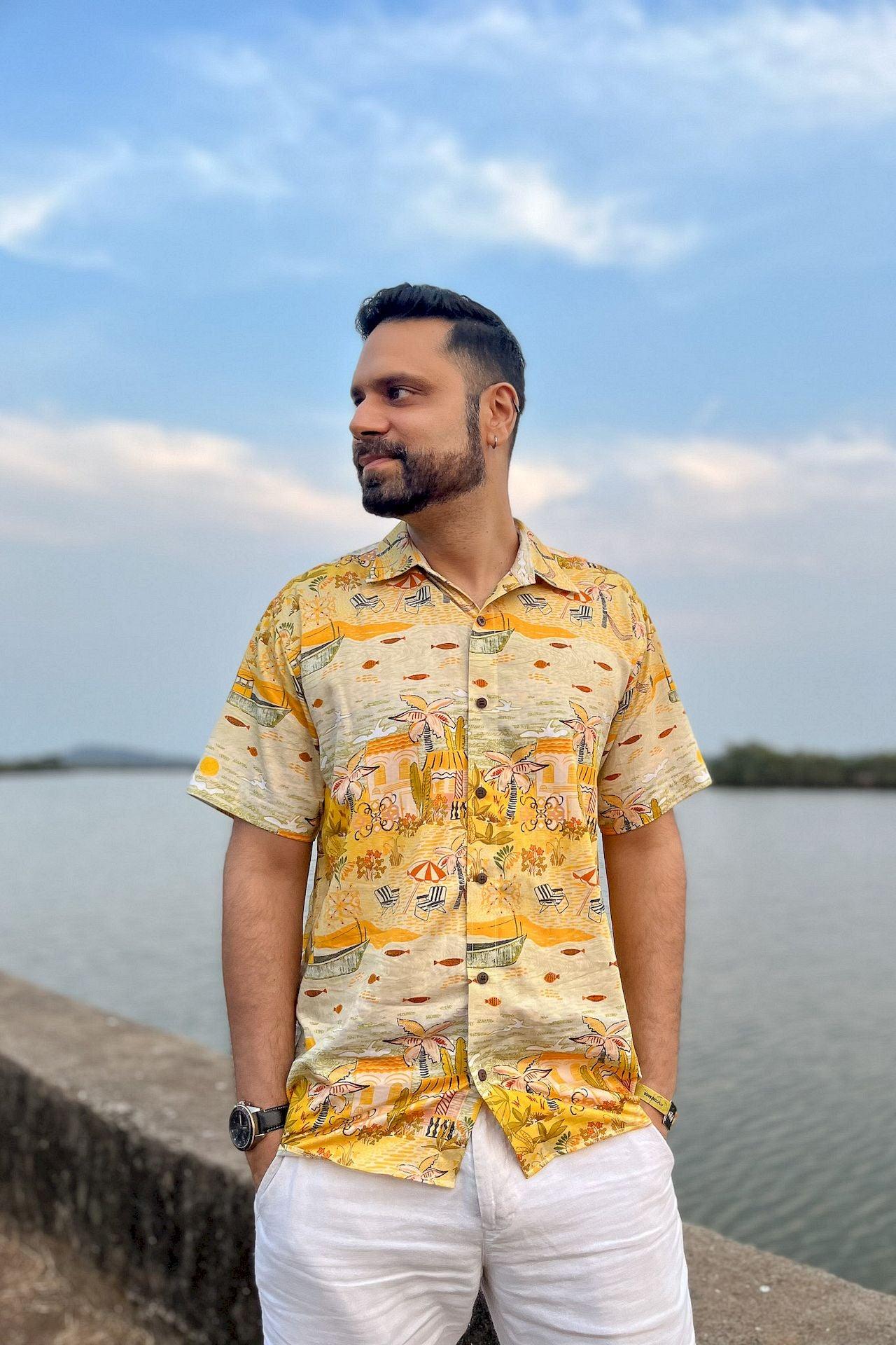 Men's cotton printed shirt with a special Goa print at Siesta o'Clock online