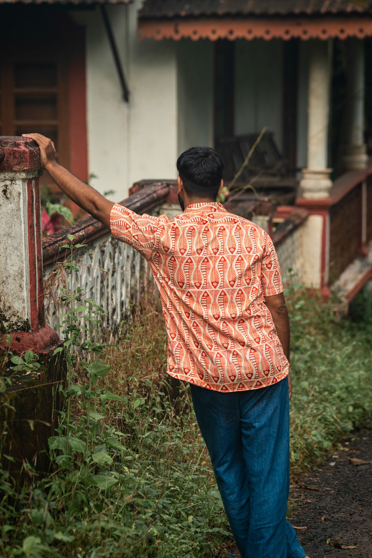 Men's marine life print cotton shirt