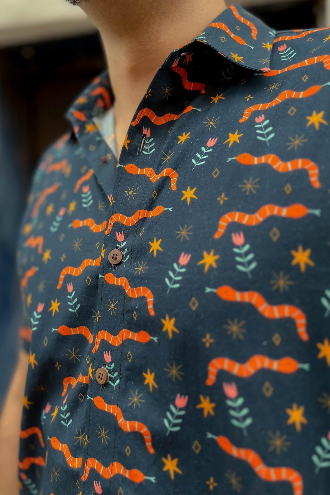 Navy blue half sleeve cotton shirt for men