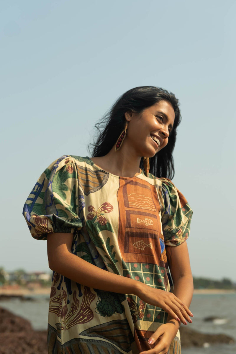 Organic cotton artist edit short dress by Siesta o'Clock Goa