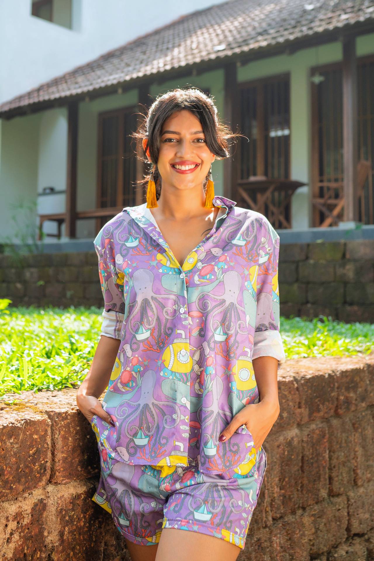Pastel Lavender Goa Beachy Vibes Co-ord Set for Women