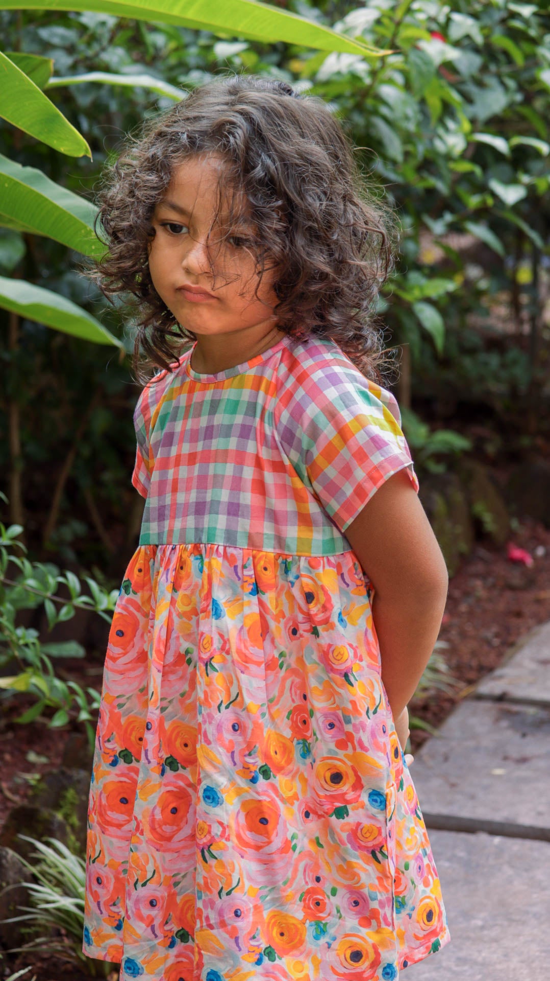 Peach and white Cotton frock for girls