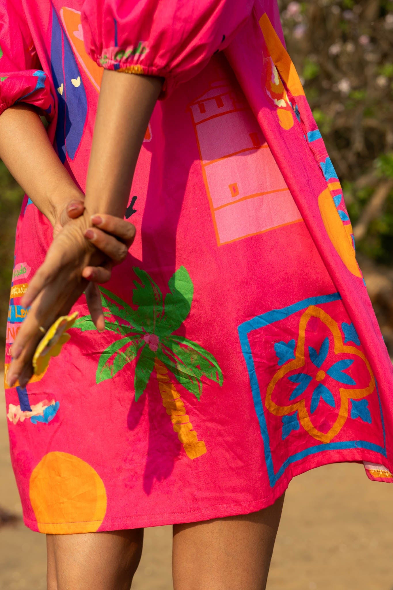Quirky, comfy, V-Neck organic cotton dress