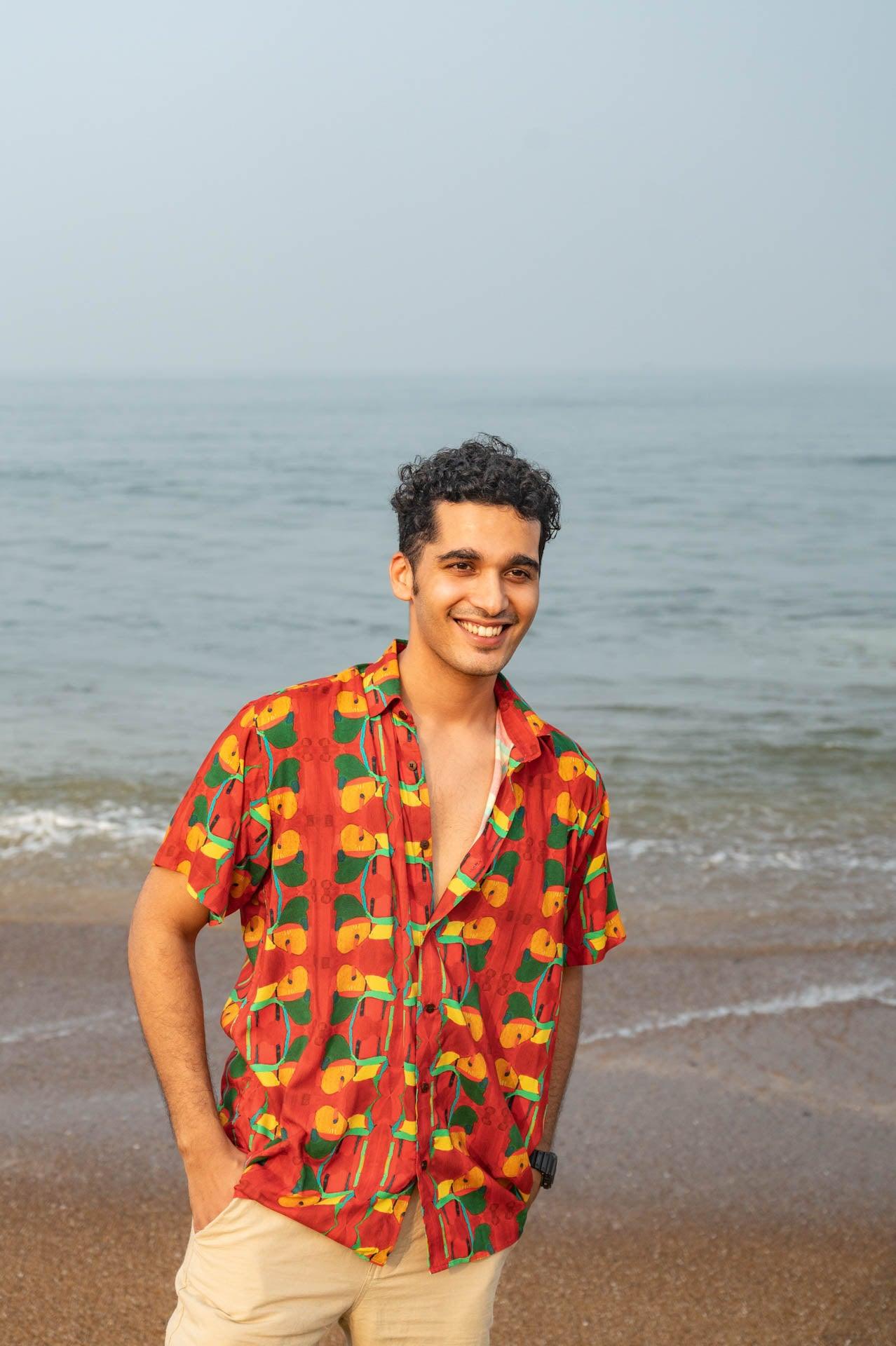 Trippy Red Partywear Shirt from Goa's Siestaoclock