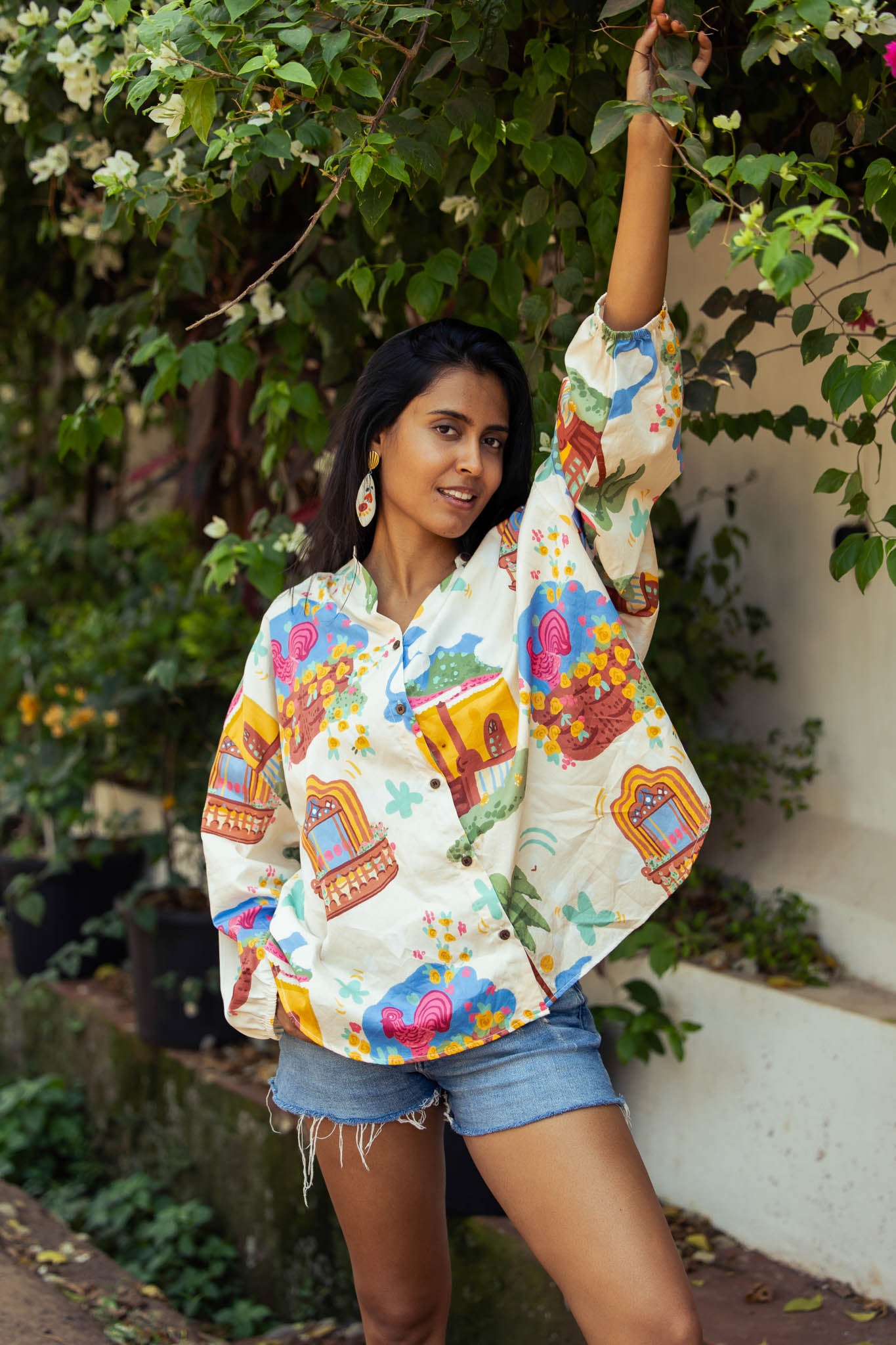 Serradura white  organic cotton shirt for women from Siestaoclock Goa