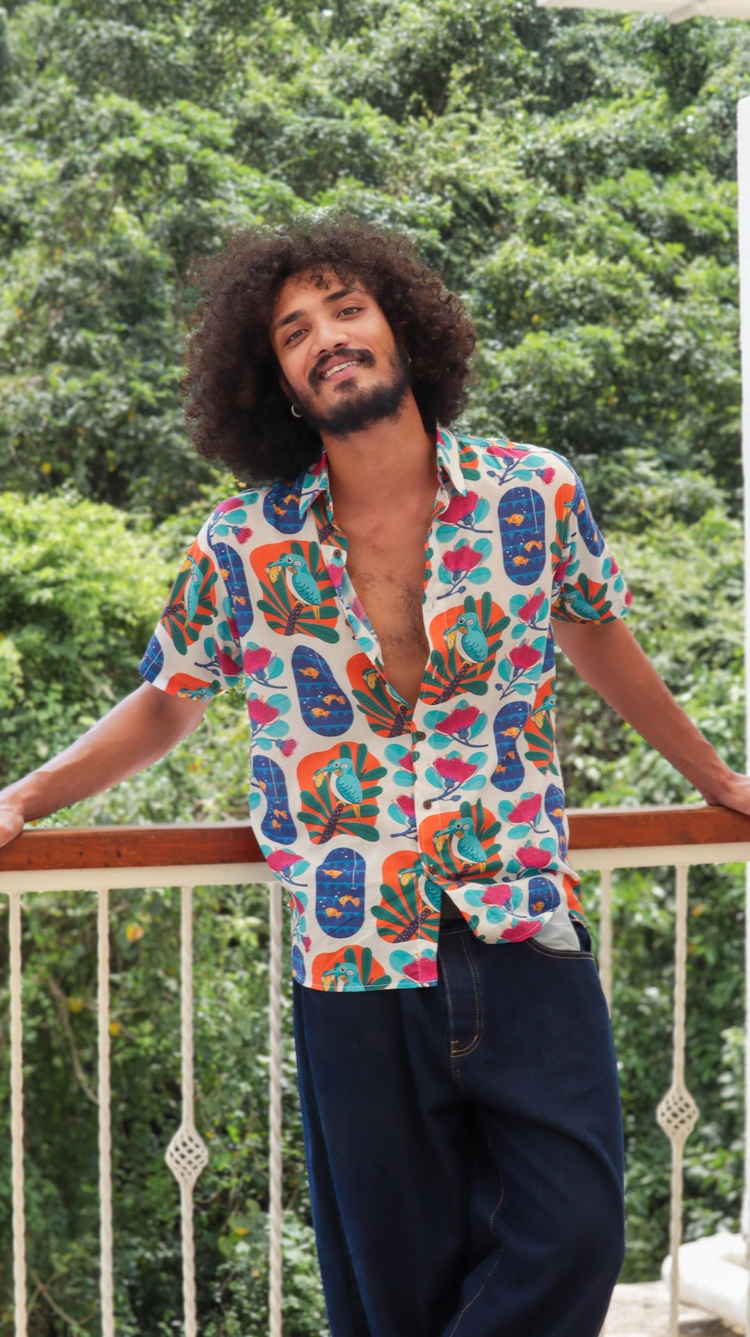 Siesta o'Clock Goa Mangroves Print White shirt for men