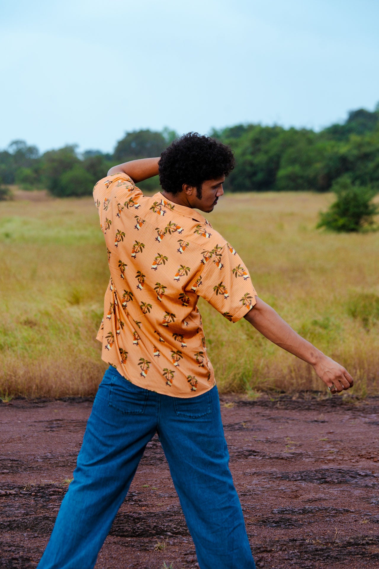 Siesta o'Clock brown cotton printed shirt for men