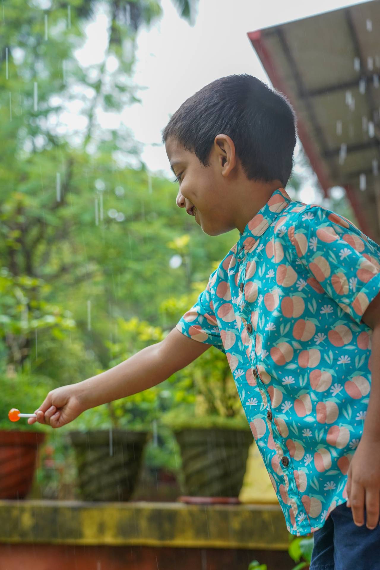 Soft cotton peach print shirt for kids