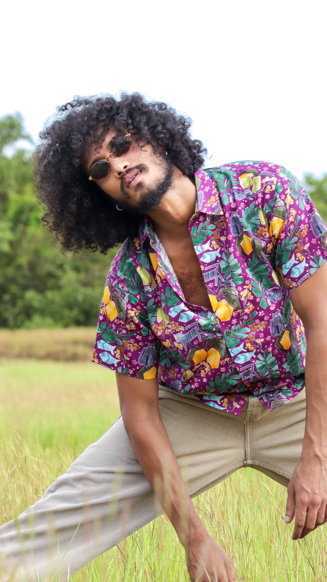 Premium organic cotton shirt with Goan summer illustration at Siesta o'Clock