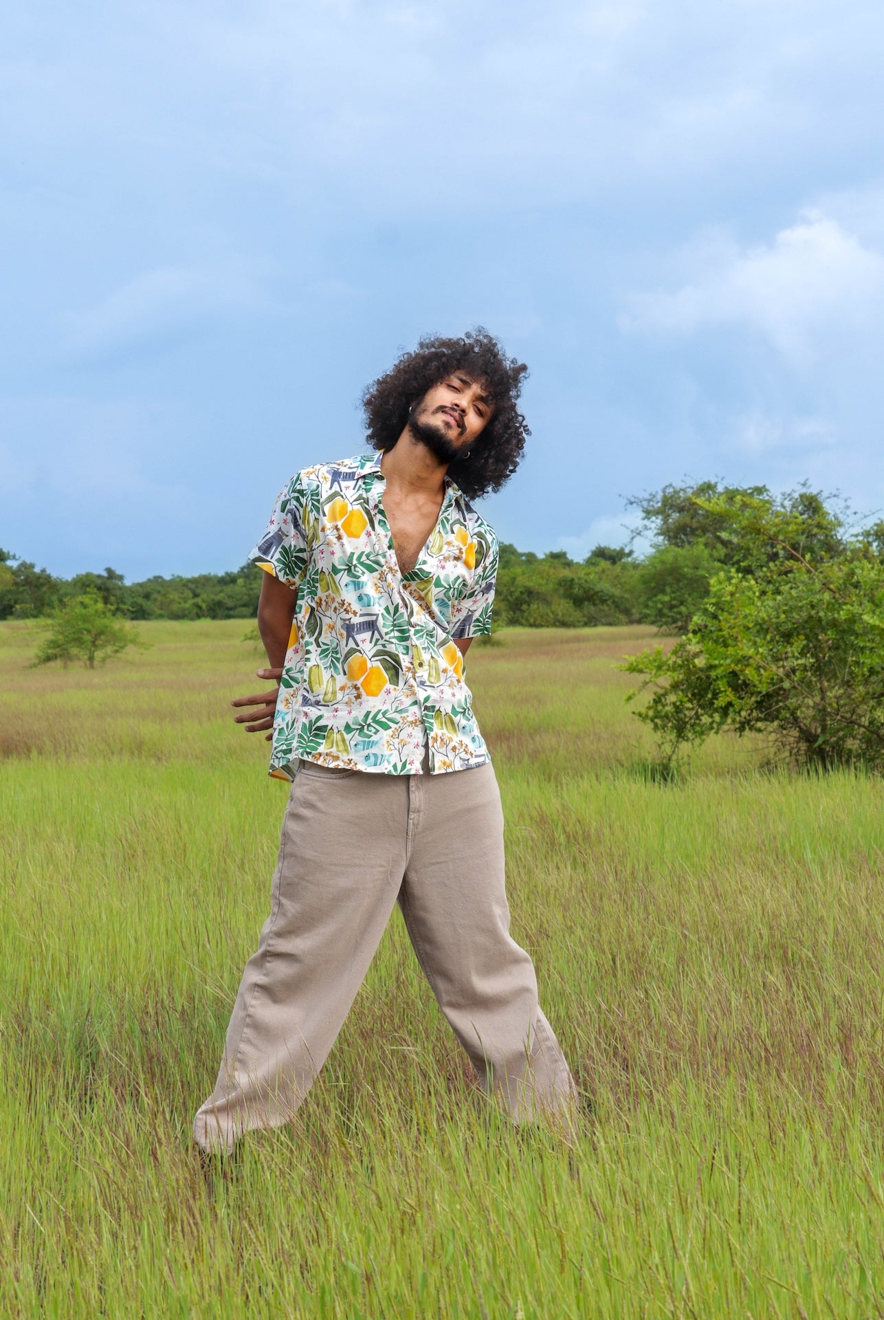 Goan summer theme organic cotton half sleeves shirt for men