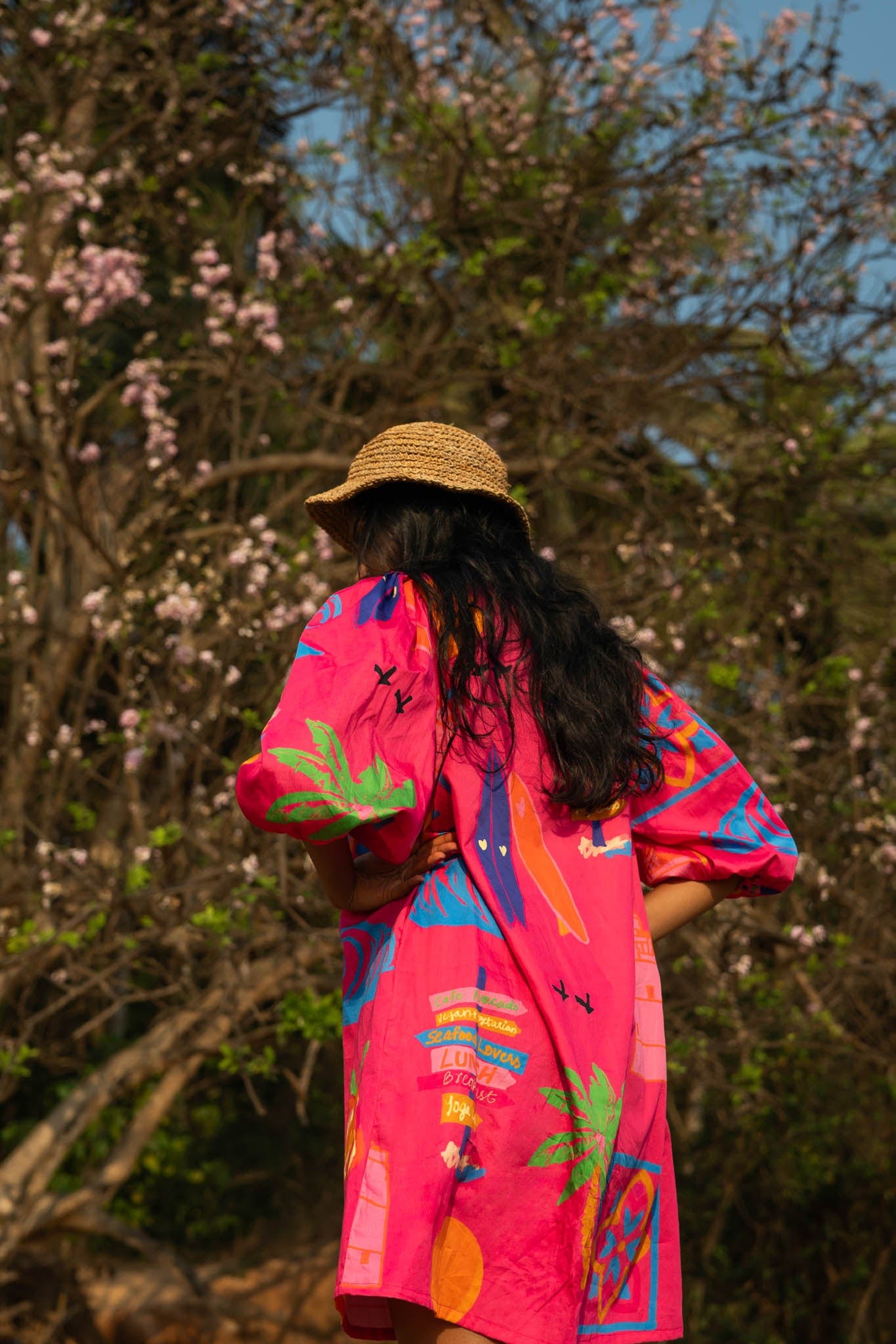 This short pink shift dress in Organic Cotton is a homage to South Goa's legendary Agonda Beach 