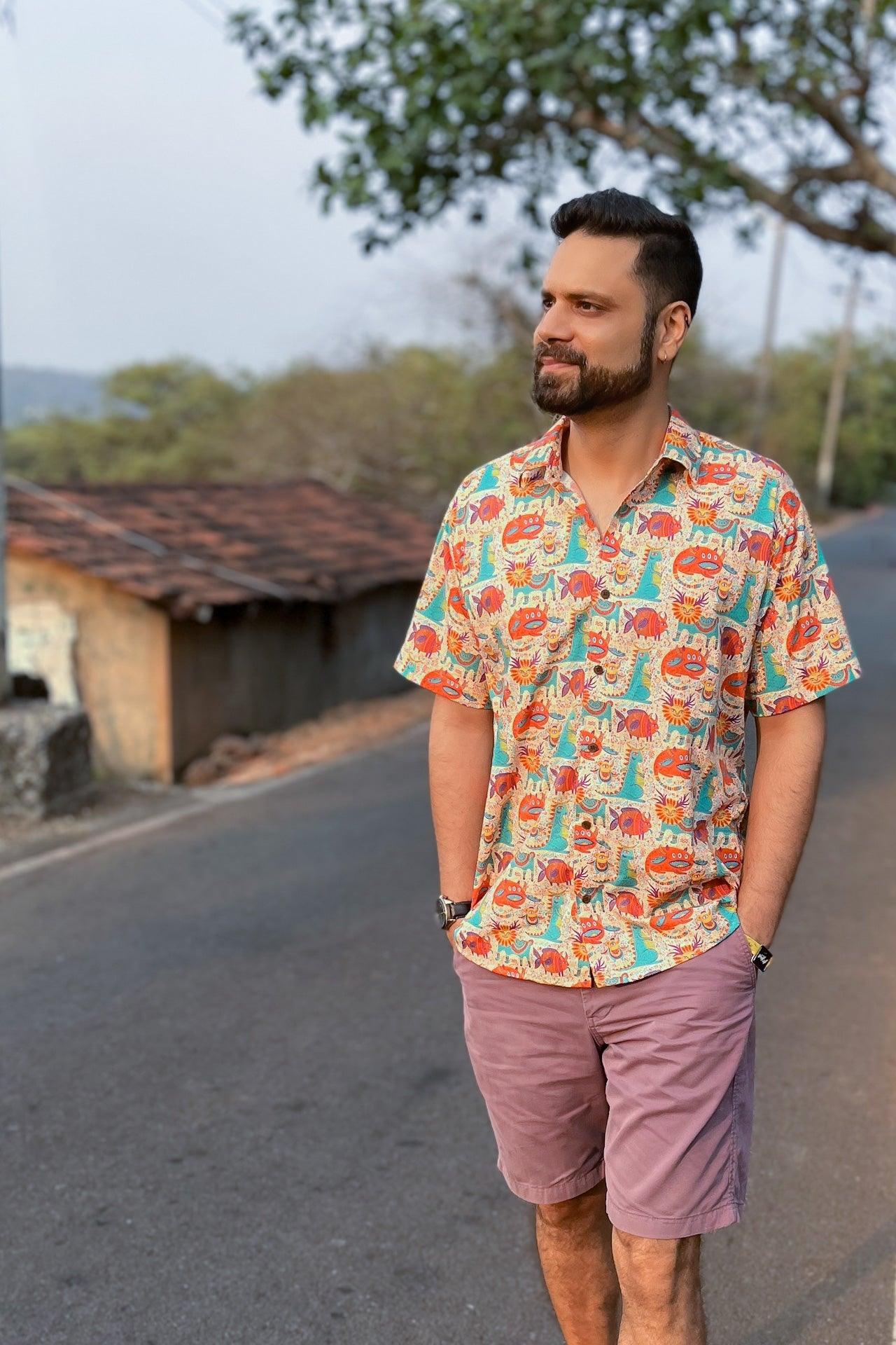 Trippy and quirky animal print shirt for men