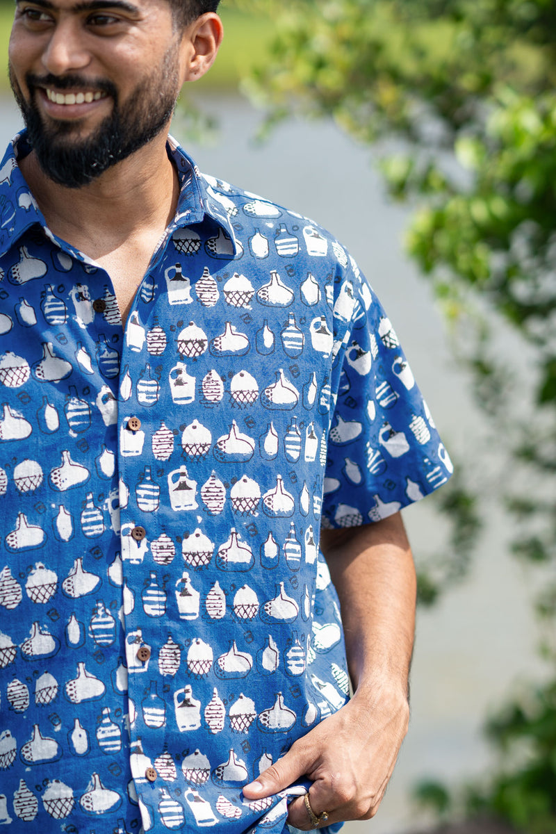 Vintage Goan Taverna Print Cotton Shirt