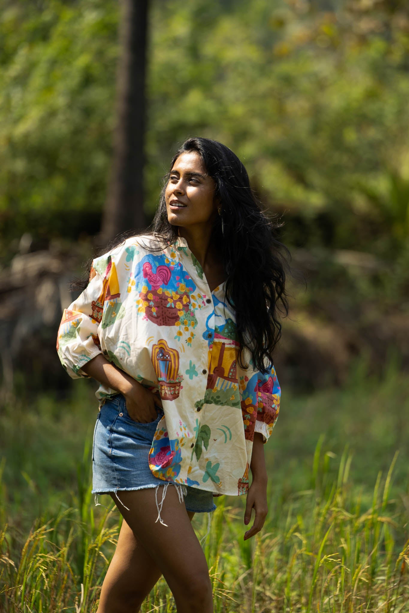 Women's Coffee Cream White organic cotton freesize shirt from Siesta o'Clock Goa