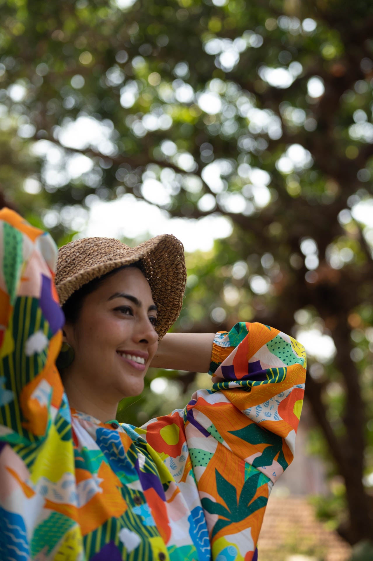 Soft, colourful, summery cotton shirt for women