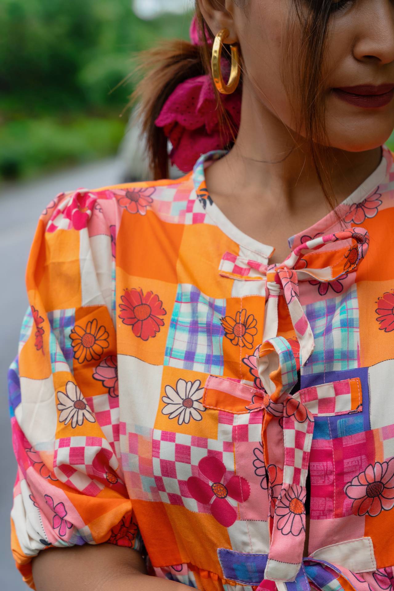 Women's Peplum Cut printed cotton top