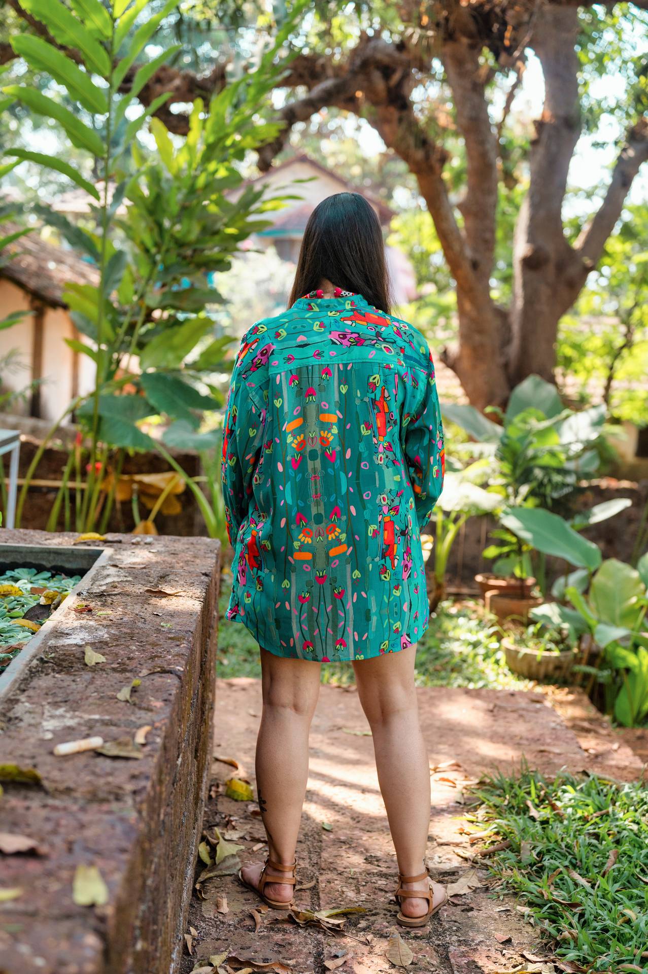 Women's Vacation Wear Blue Green Shirt