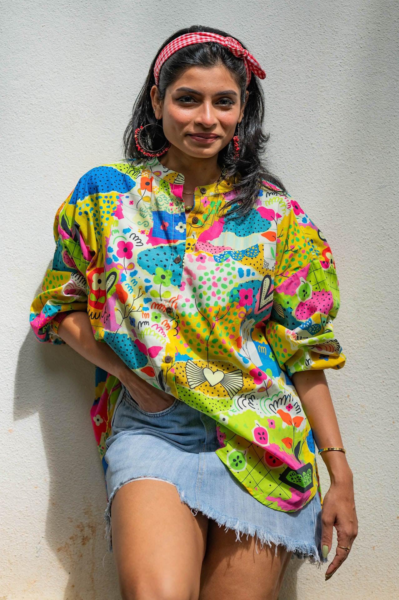 Women's retro style printed shirt 