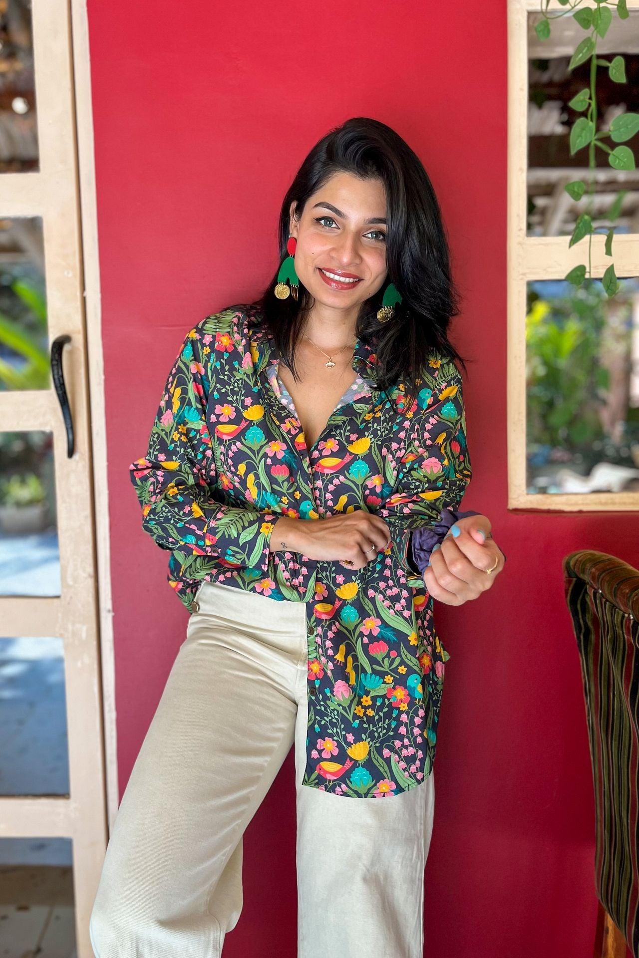 Black Forest vibrant printed cotton shirt