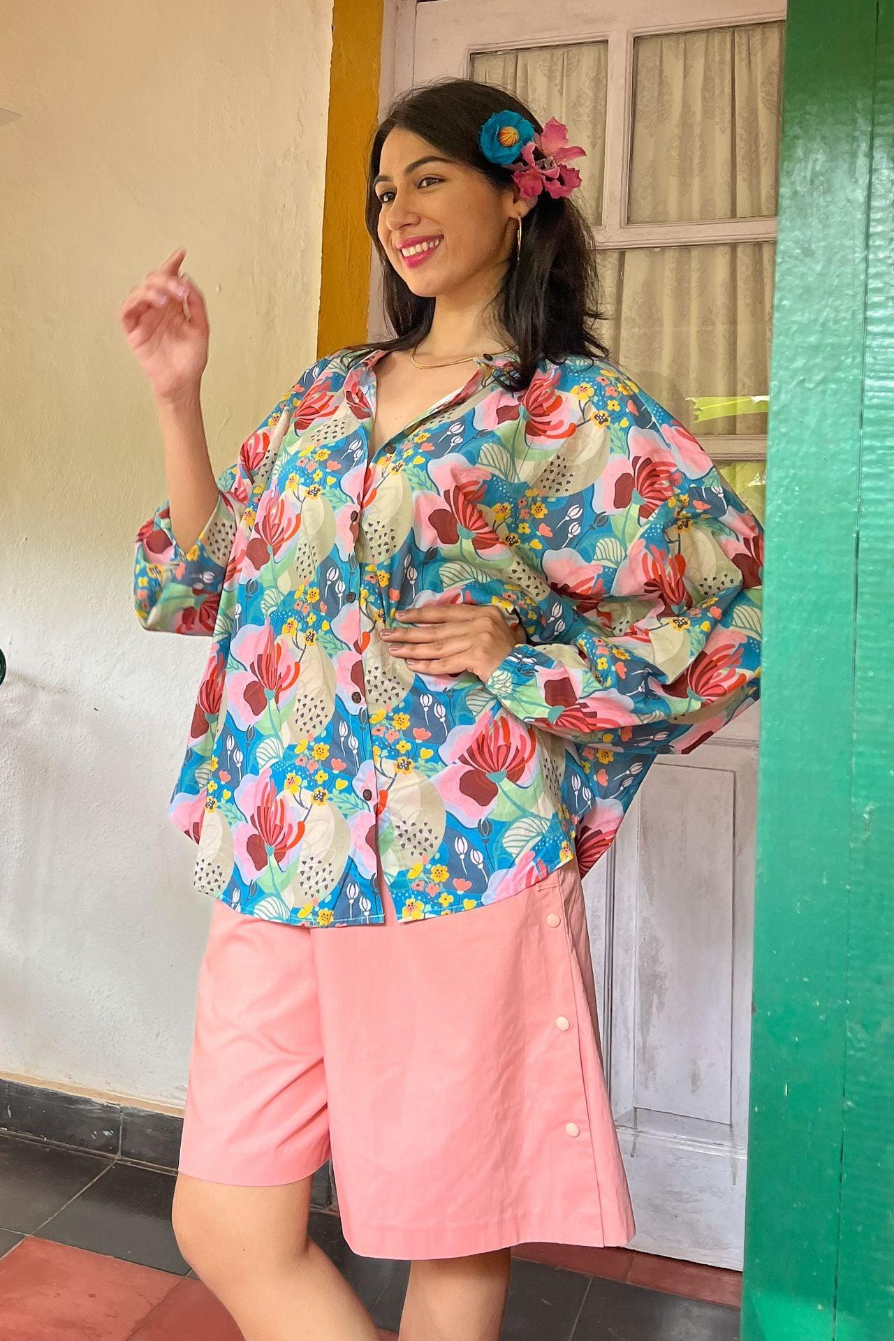 Floral printed cotton shirt for your next vacation