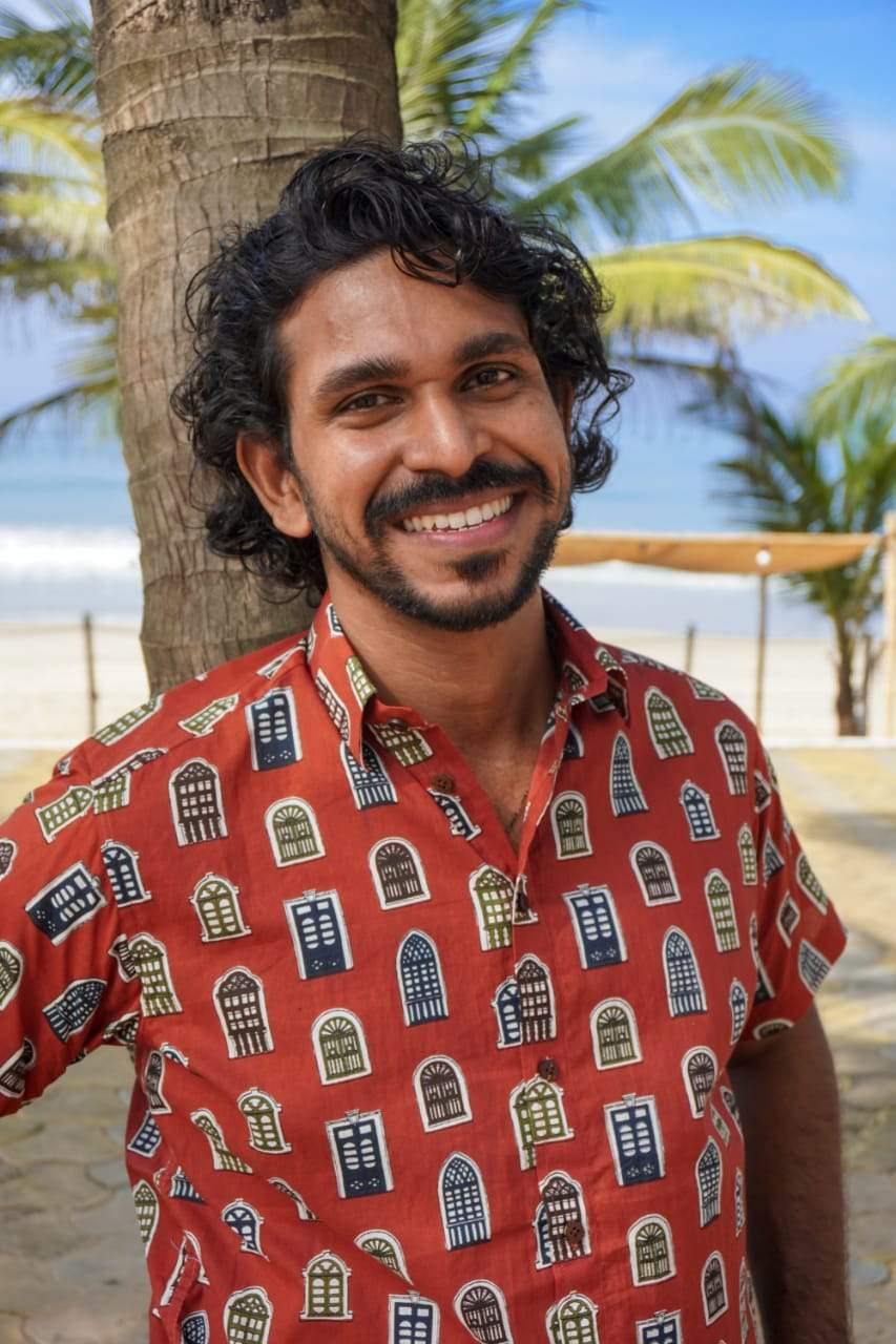 Half Sleeve Fontainhas windows printed men's cotton shirt  by Siesta o'Clock Goa