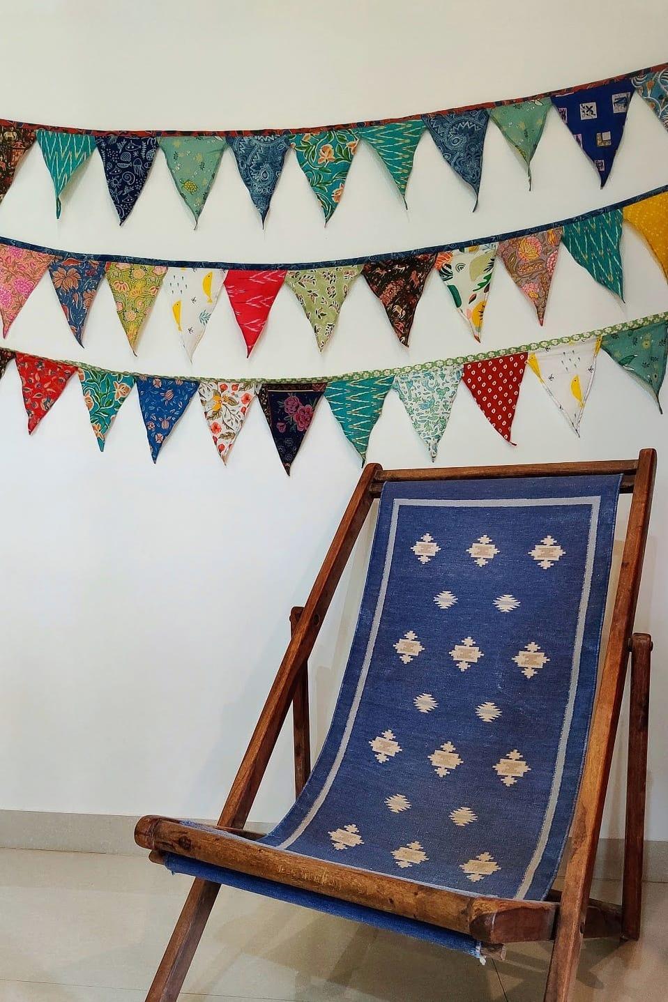 Happy Clam Upcycled Buntings made from fabric scraps