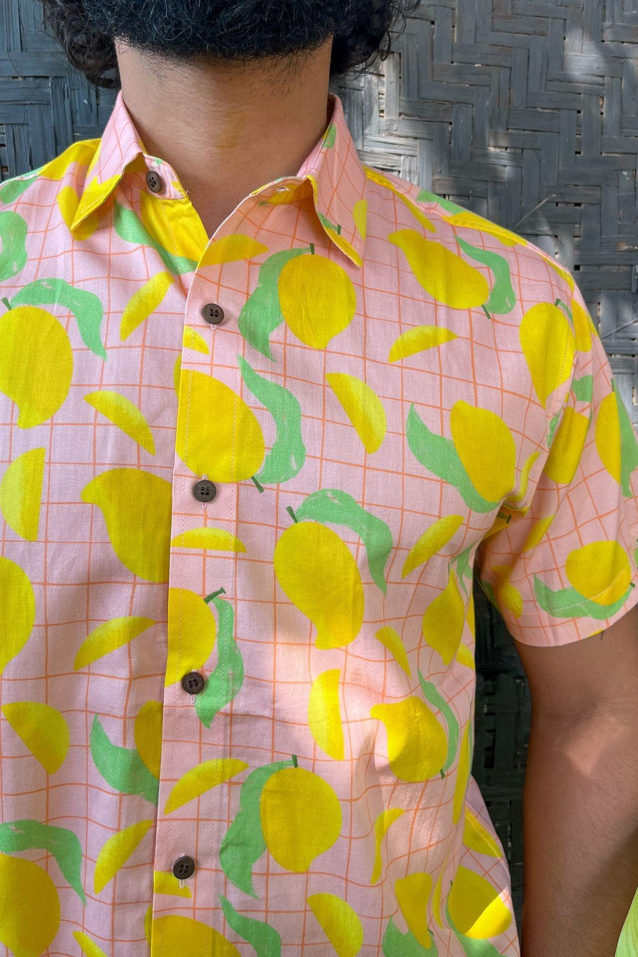 Mango Print Organic Cotton Shirt from Goa - The perfect Sunday Brunch Shirt does exist and you'll find it online at Siesta o'Clock