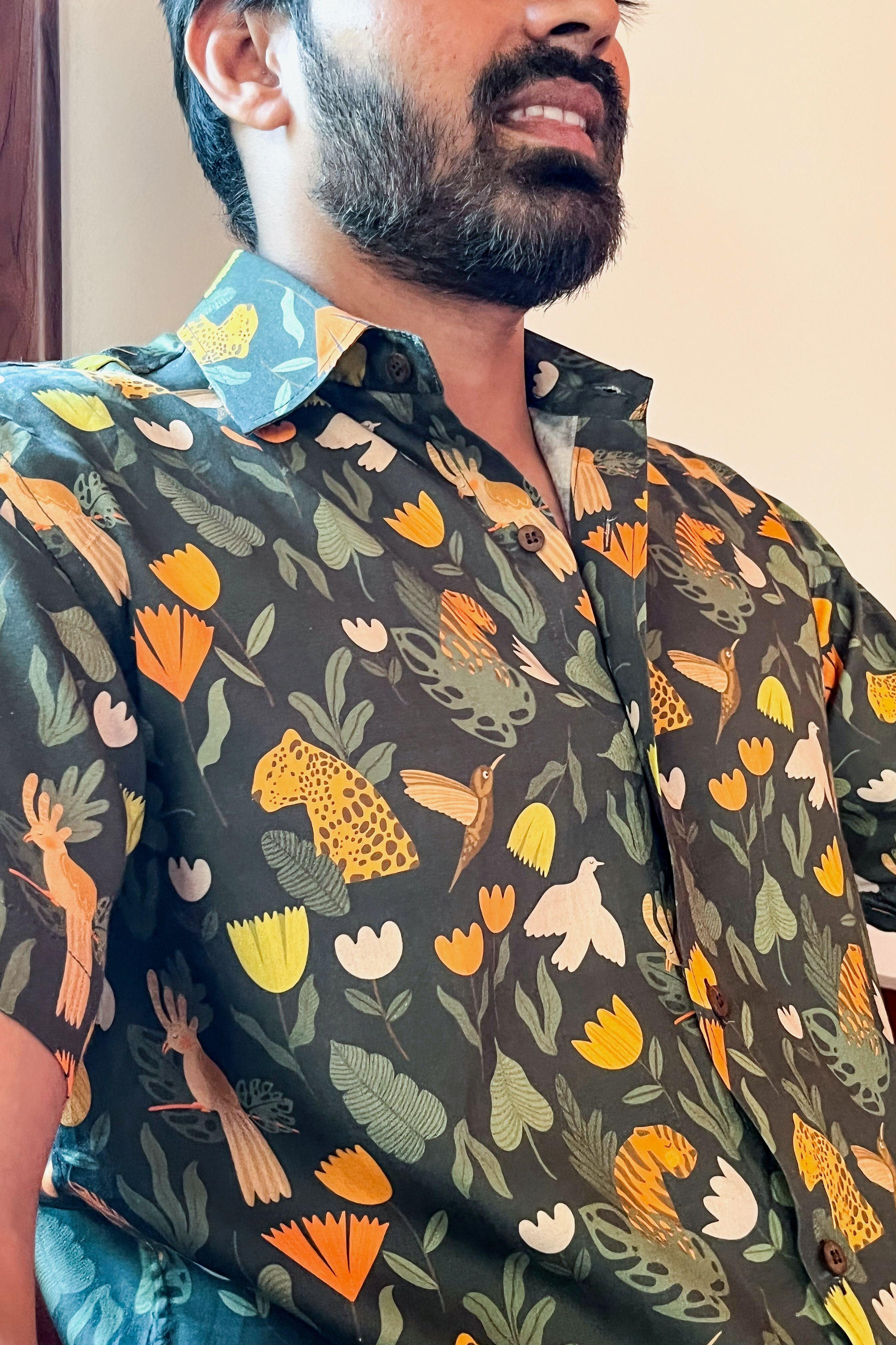 Quirky printed cotton shirt for men 