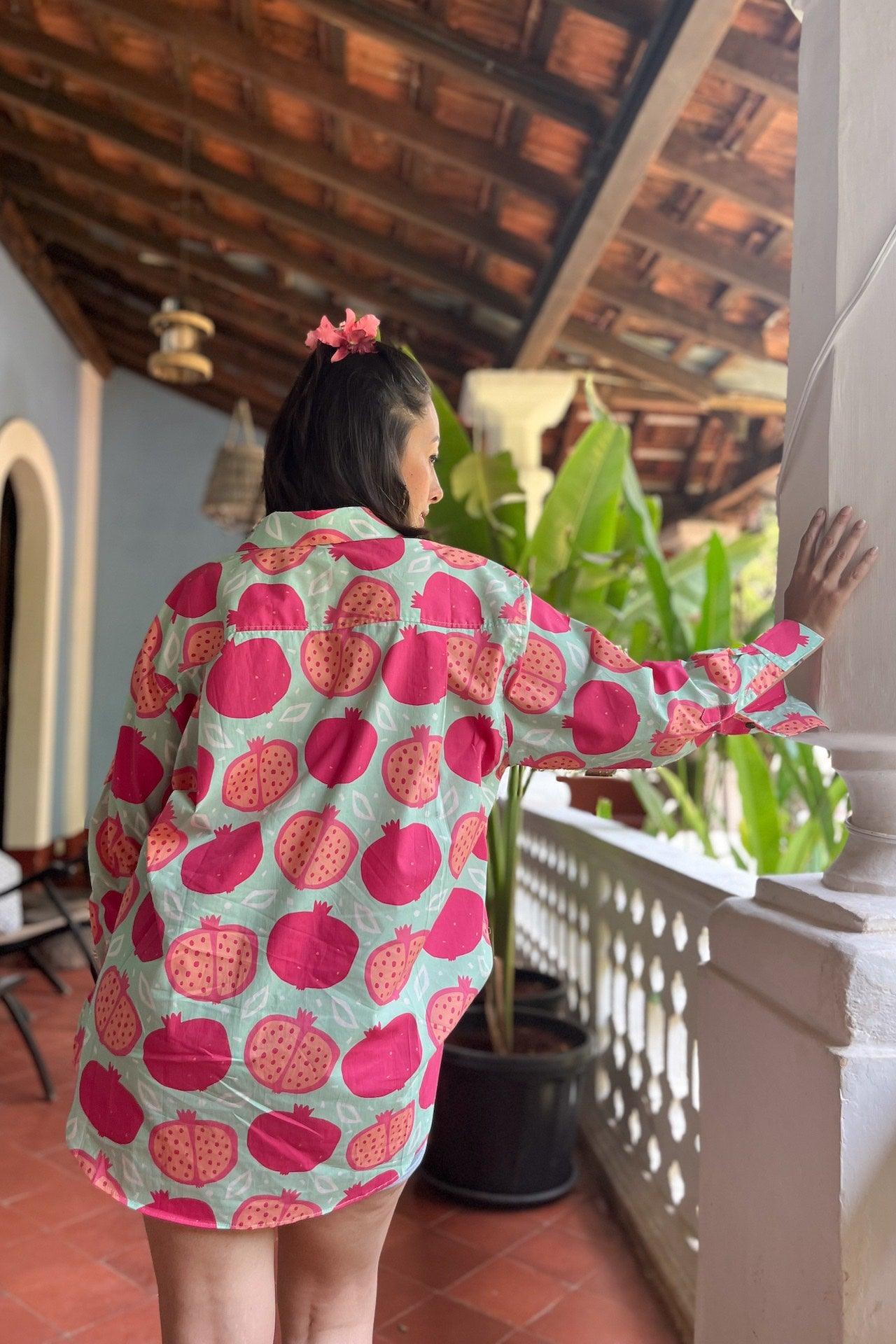 Pink Lemonade pomegranate print shirt online for women