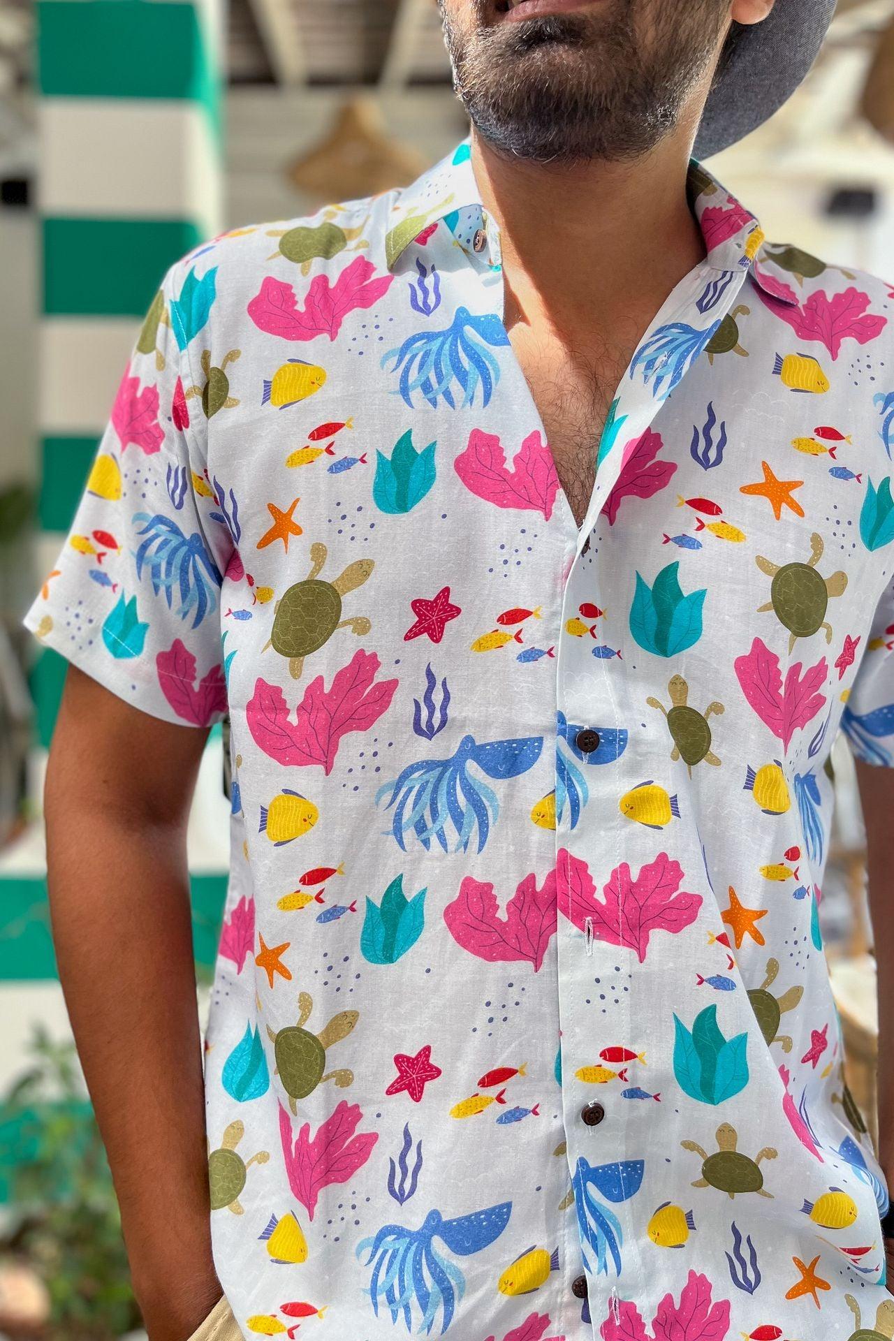 Quirky fish print shirt for men