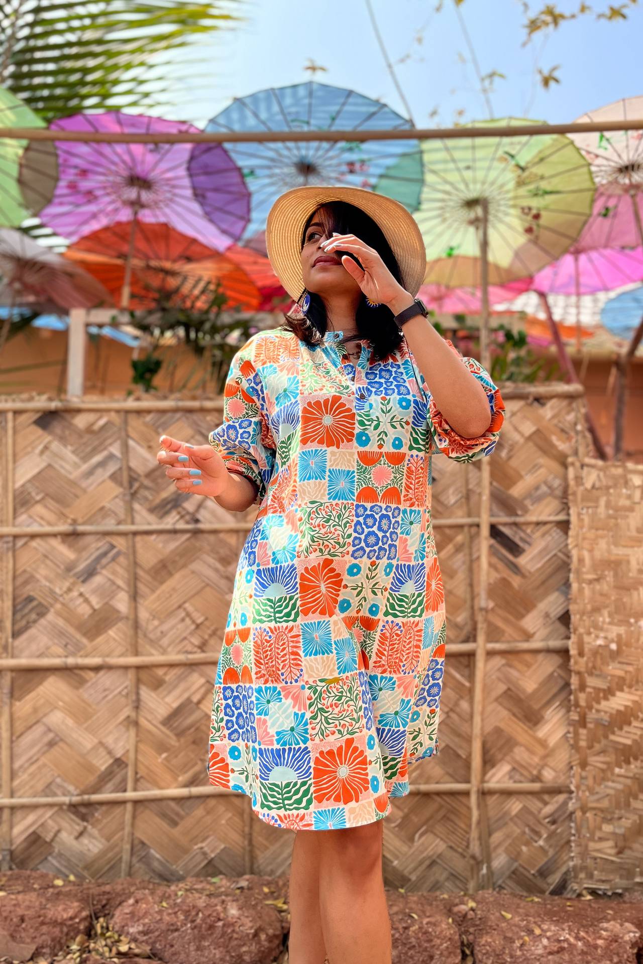 Quirky retro style printed comfy cotton dress for your next vacation