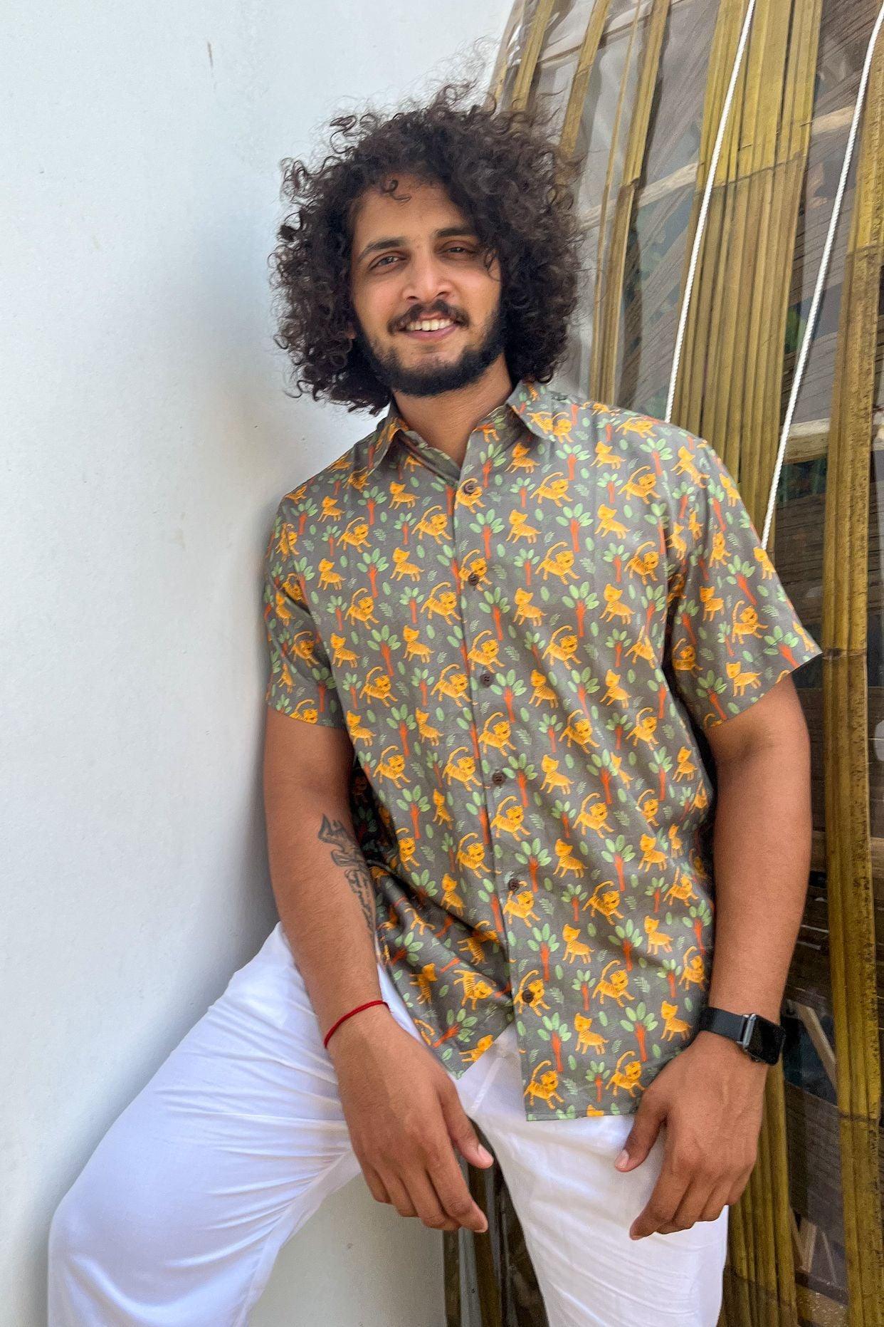 Tiger print mens shirt online India