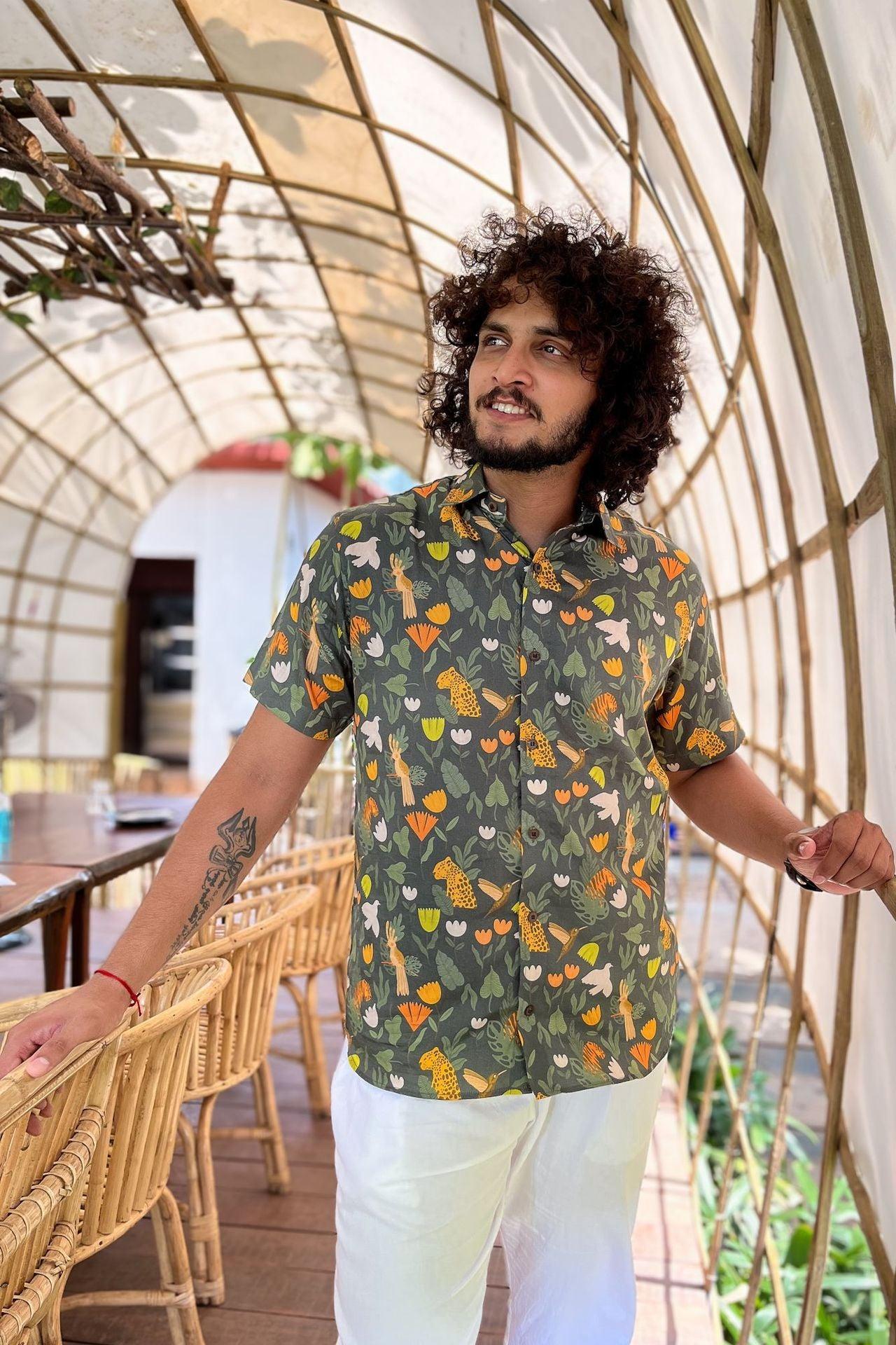 Wild forest printed shirt for men by Siesta o'Clock